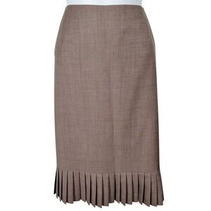 JH Collectibles Taupe Brown Pleated Hem Pencil Skirt Size 10 corporate goth